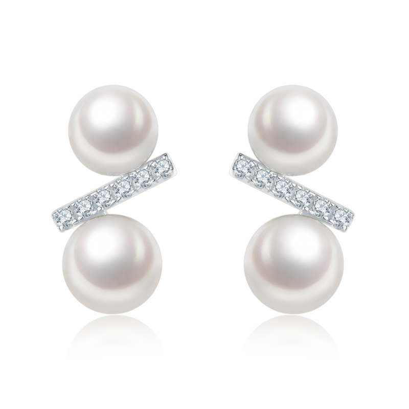 DSYE16款S925银镀白金Stud Earring淡水珍珠6.0MM