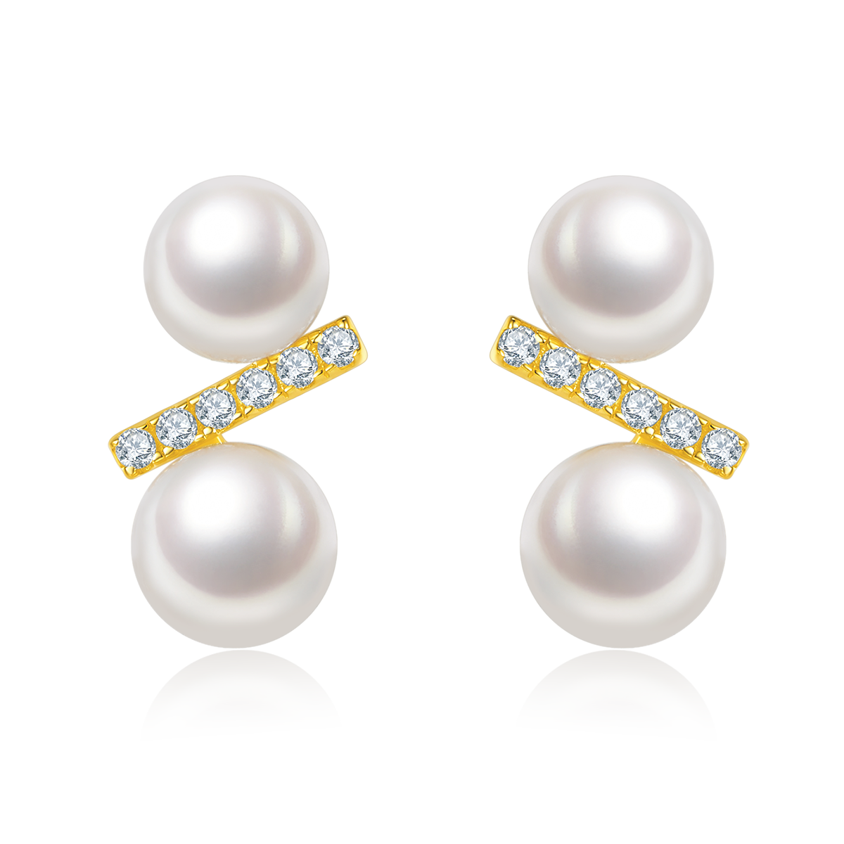 DSYE16款S925银镀白金Stud Earring淡水珍珠6.0MM