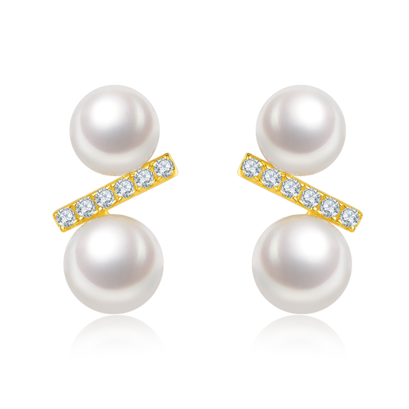 DSYE16款S925银镀白金Stud Earring淡水珍珠6.0MM