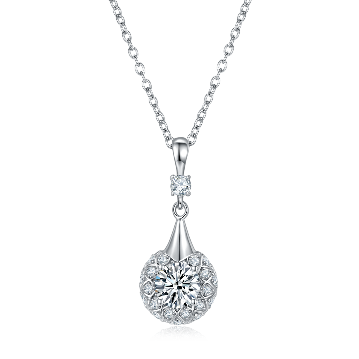 圆形合成彩宝S925银镀白金Pendant6.5MM