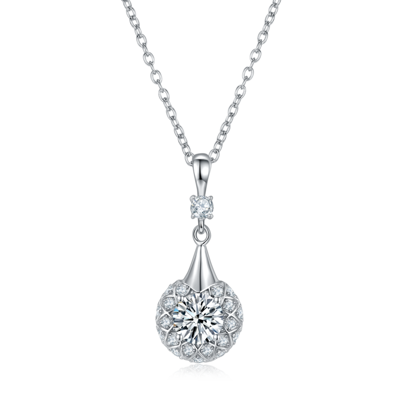 圆形合成彩宝S925银镀白金Pendant6.5MM