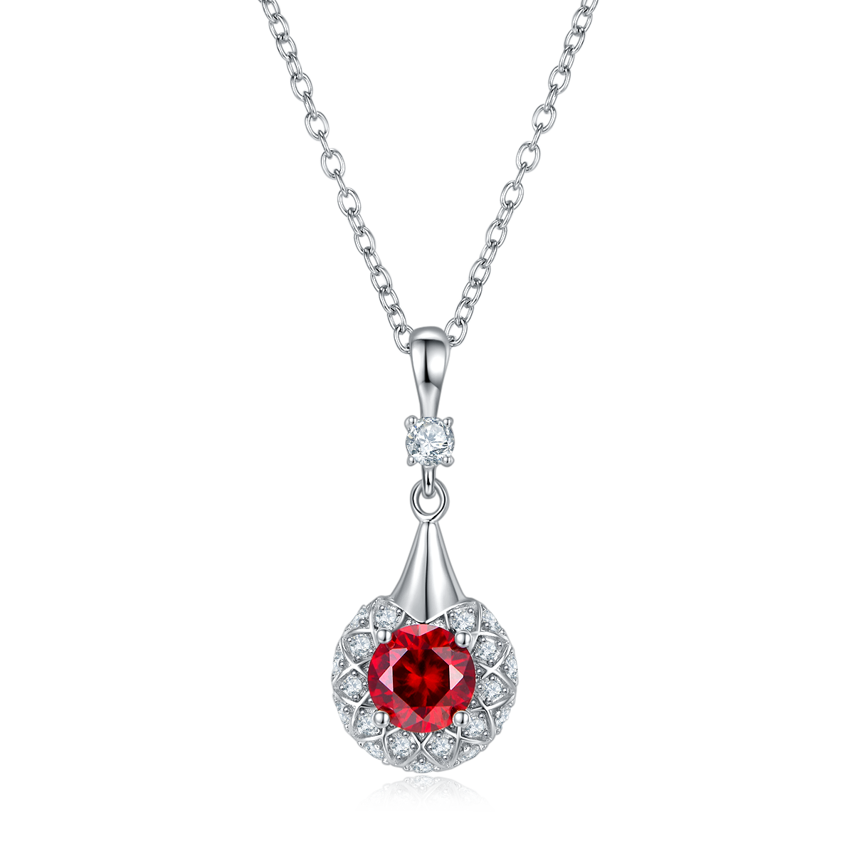 圆形合成彩宝S925银镀白金Pendant6.5MM