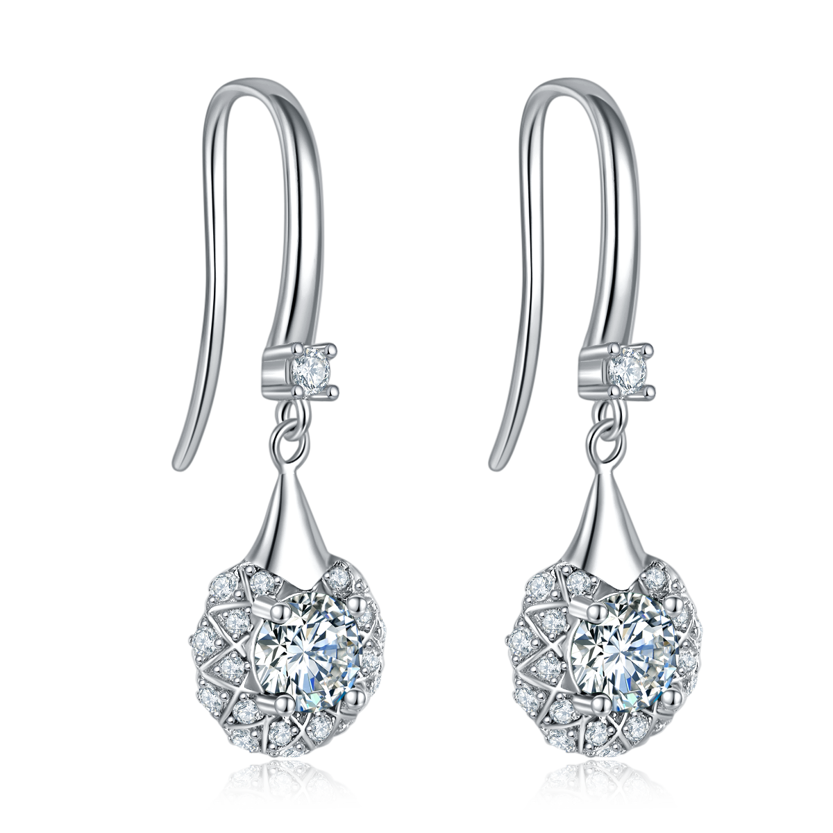 DSYE10款圆形合成彩宝S925银镀白金Stud Earring5.0MM