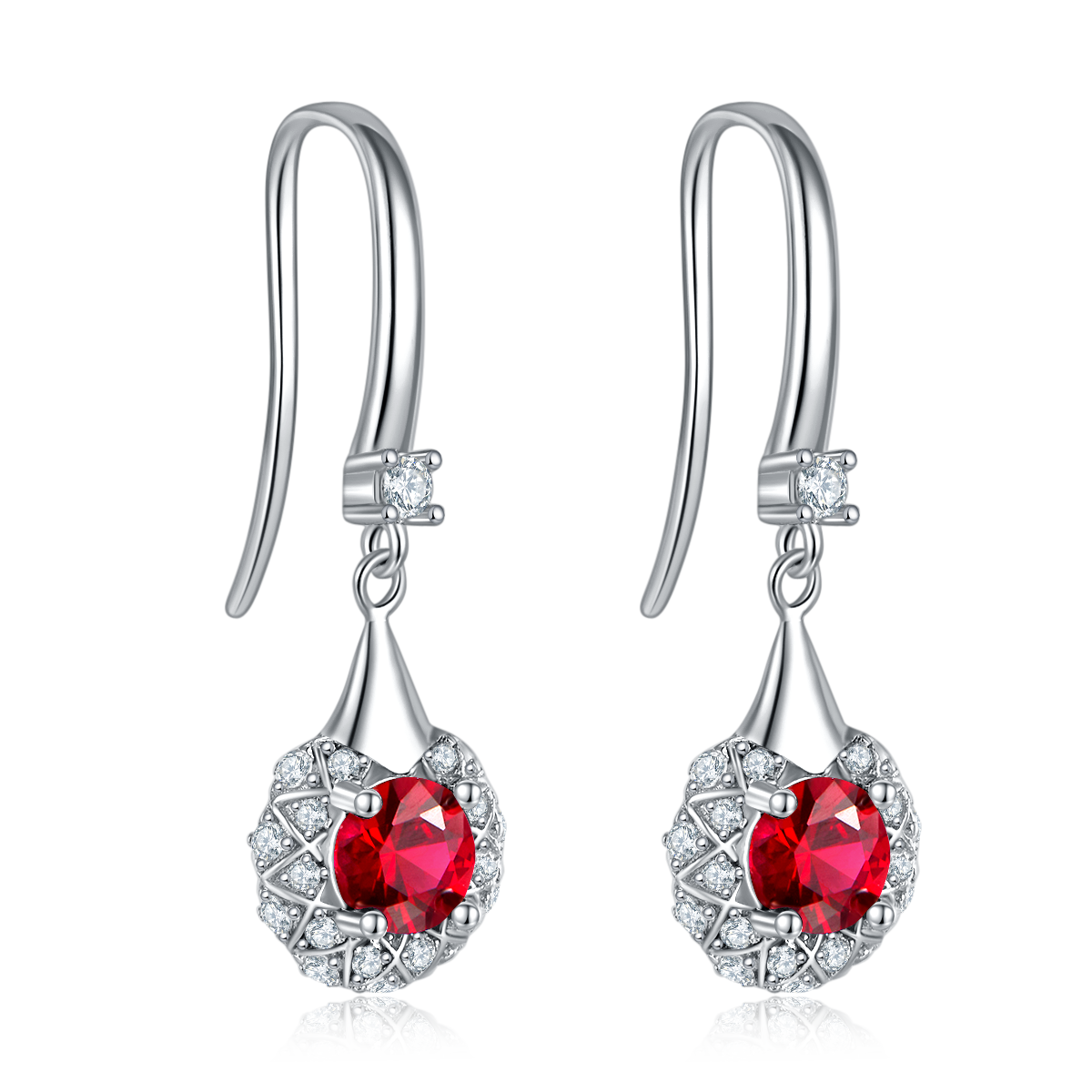 DSYE10款圆形合成彩宝S925银镀白金Stud Earring5.0MM