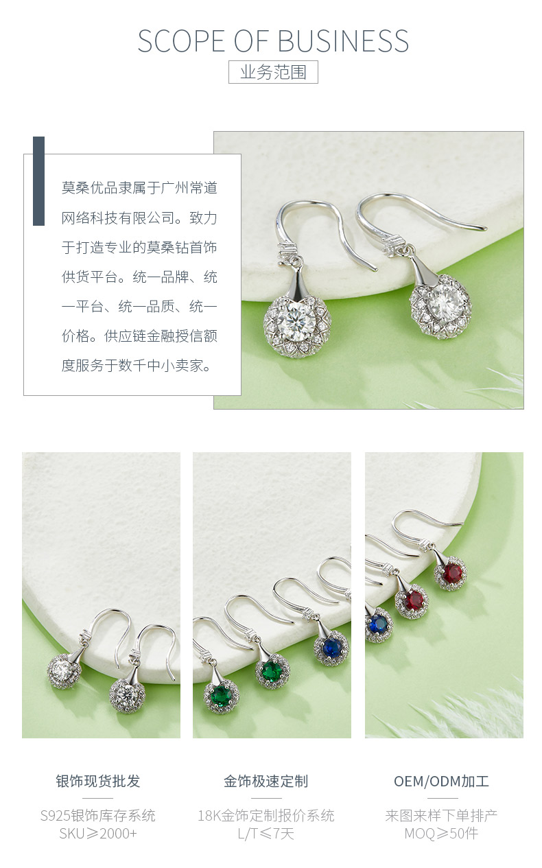 DSYE10款圆形合成彩宝S925银镀白金耳钉5.0MM - 3