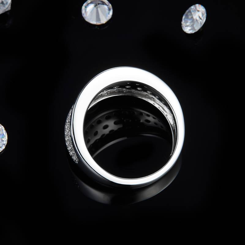 Affordable Luxury满钻排戒S925银镀白金Men's Ring定制选款副石Moissanite1.68ct