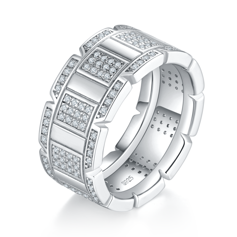 Affordable LuxuryMen's RingS925银镀白金定制选款副石Moissanite1.0ct