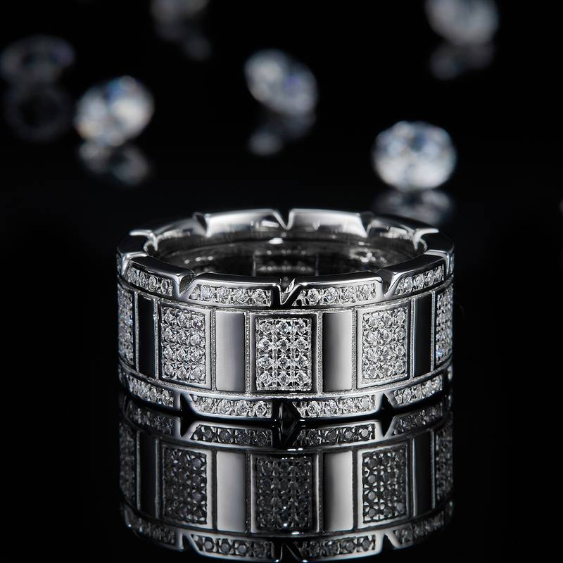 Affordable LuxuryMen's RingS925银镀白金定制选款副石Moissanite1.0ct