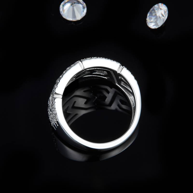 Affordable Luxury满钻Men's RingS925银镀白金定制选款副石Moissanite0.87ct