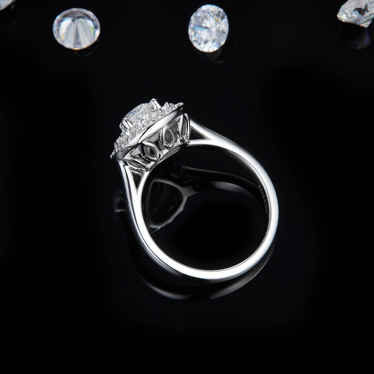 Light arm luxury Pearl women's ring S925 silver plated white gold customized selection main stone Moissanite 1.0ct/Side Stone Cubic Zirconia