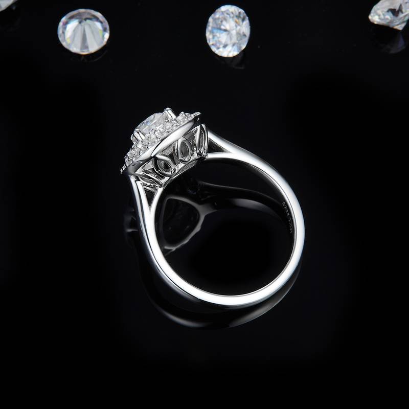 光臂Affordable Luxury梨形Women's RingS925银镀白金定制选款主石Moissanite1.0ct/副石高碳钻