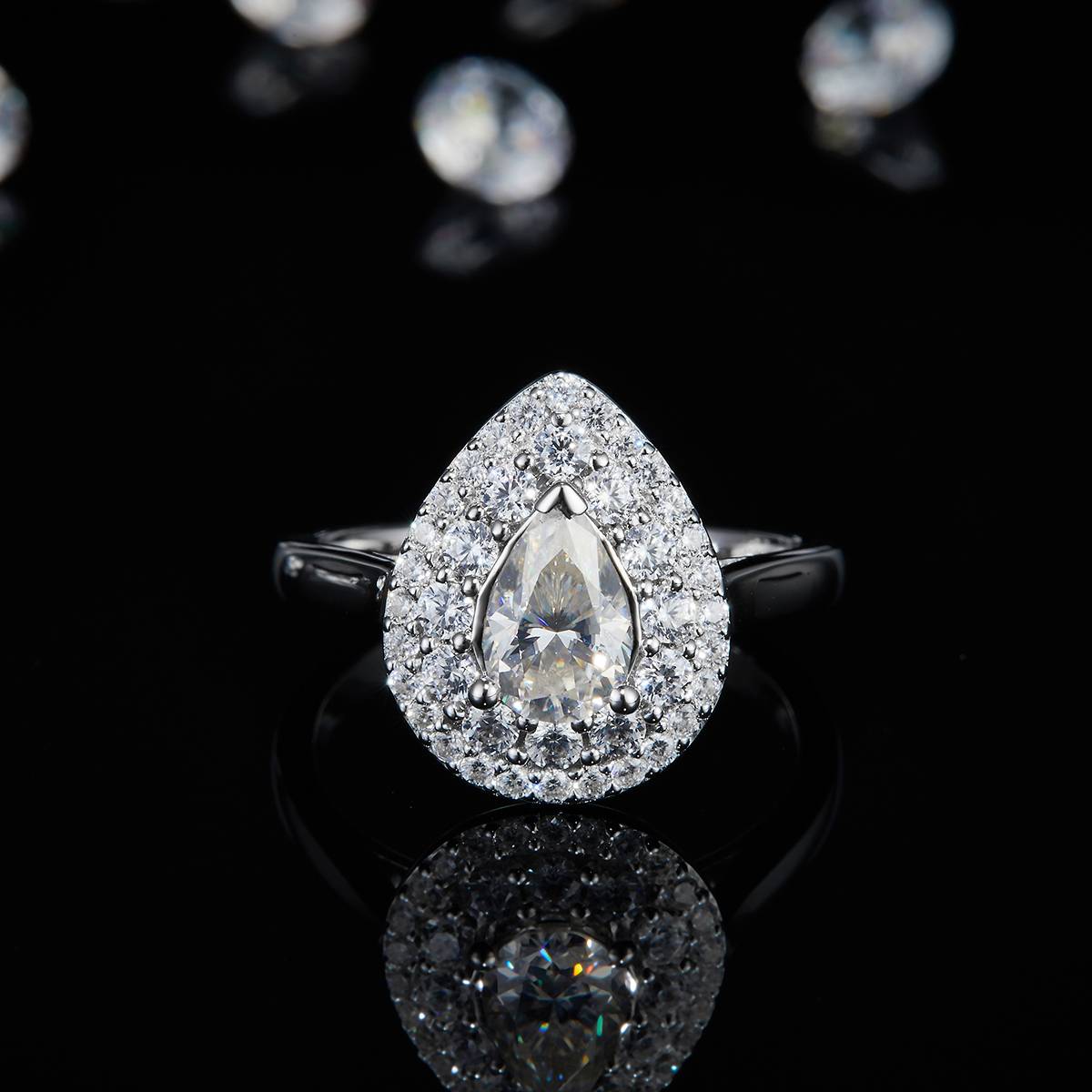 Light arm luxury Pearl women's ring S925 silver plated white gold customized selection main stone Moissanite 1.0ct/Side Stone Cubic Zirconia