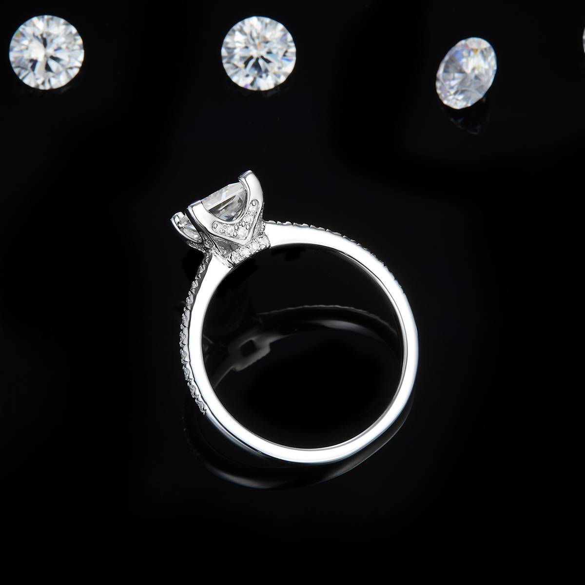 Simplified Square Diamond Women's Ring S925 Silver Plated Platinum Customized Selection Main Stone Moissanite 1.0ct/Side Stone Cubic Zirconia