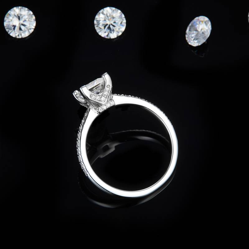 简约方钻Women's RingS925银镀白金定制选款主石Moissanite1.0ct/副石高碳钻