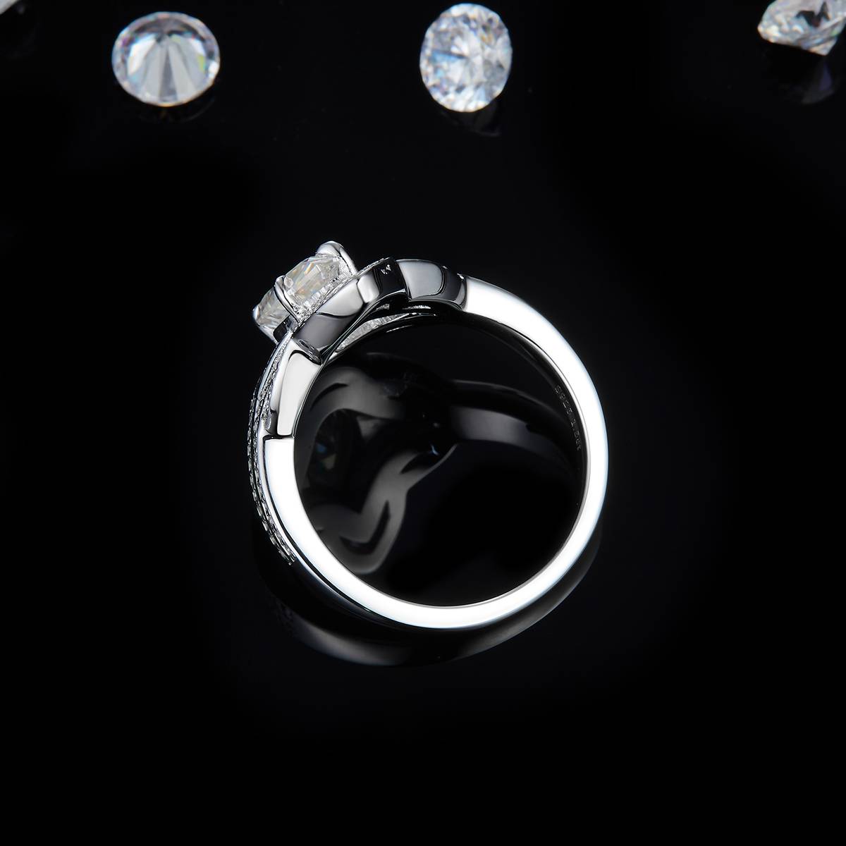 Light Luxury Pearl Women's Ring S925 Silver Plated Platinum Customized Selection Main Stone Moissanite 1.5ct/Side Stone Cubic Zirconia