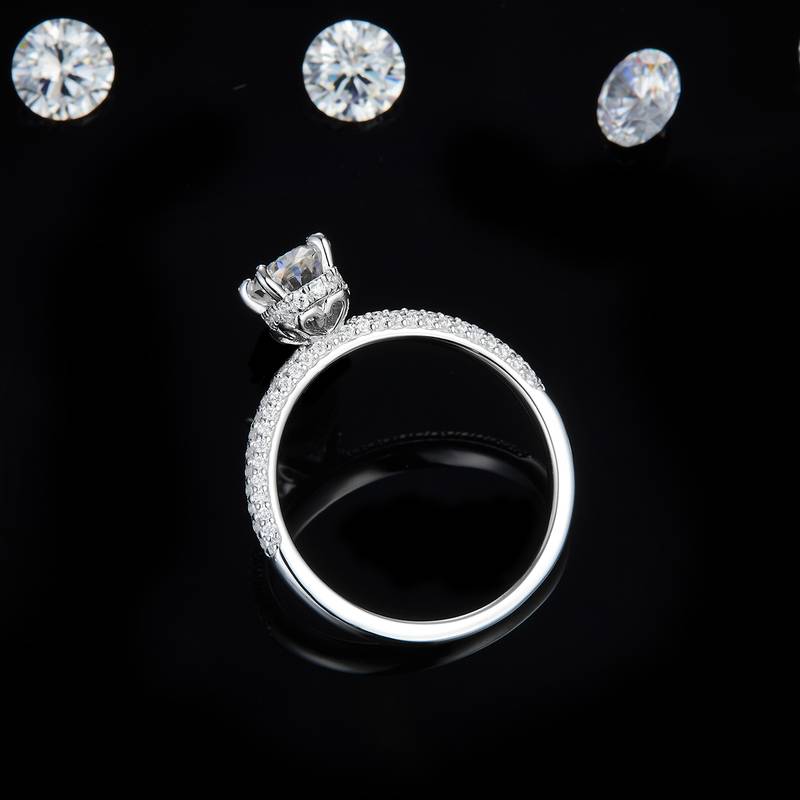 Affordable Luxury蛋形Women's RingS925银镀白金定制选款主石Moissanite1.0ct/副石高碳钻