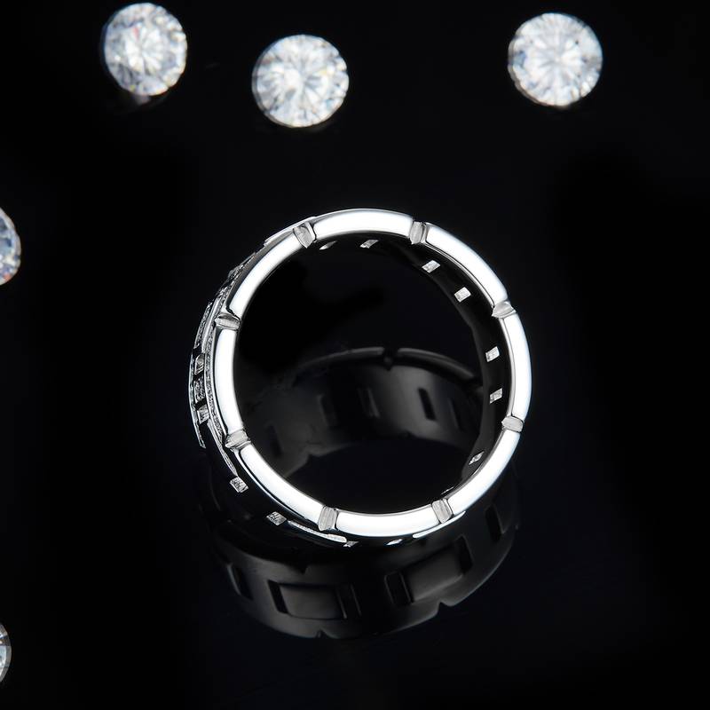 Affordable Luxury男款排戒S925银镀白金Men's Ring定制选款副石Moissanite0.45ct