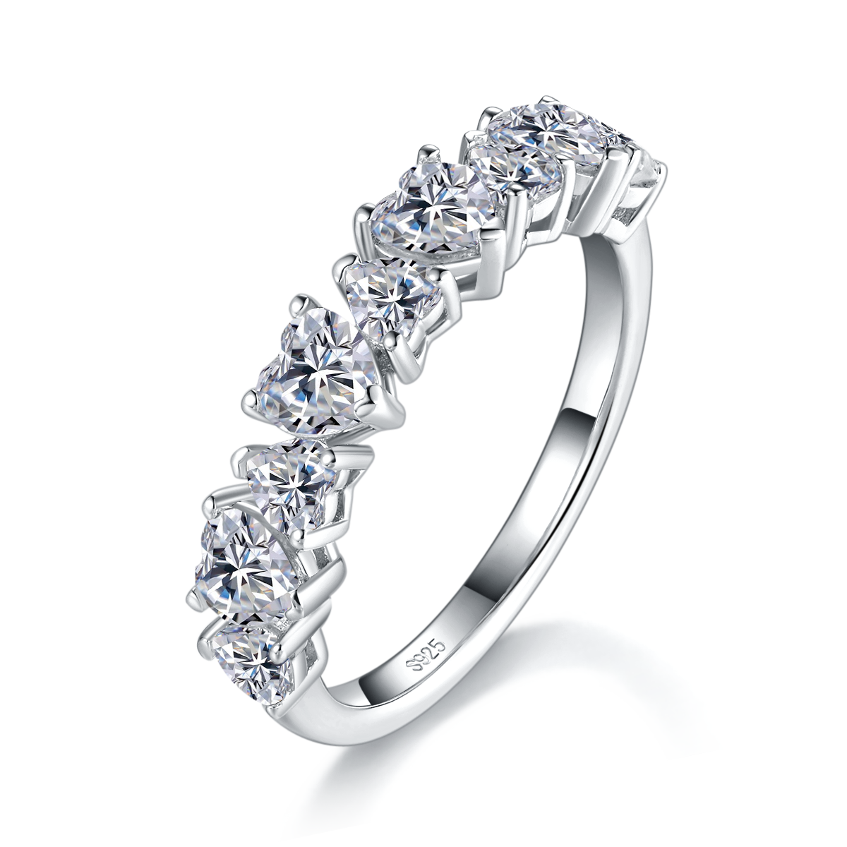 Irregular Diamond Ring S925 Silver Plated Platinum Women's Ring Customized Selection Side Stone Moissanite 1.7ct