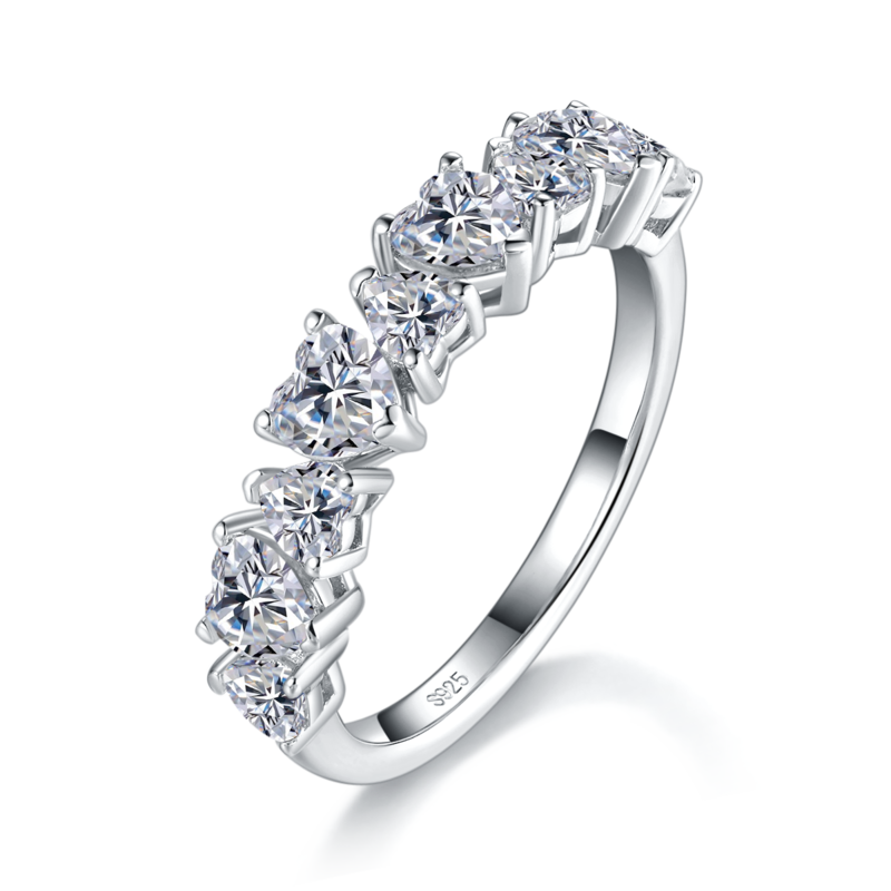 异形钻排戒S925银镀白金Women's Ring定制选款副石Moissanite1.7ct