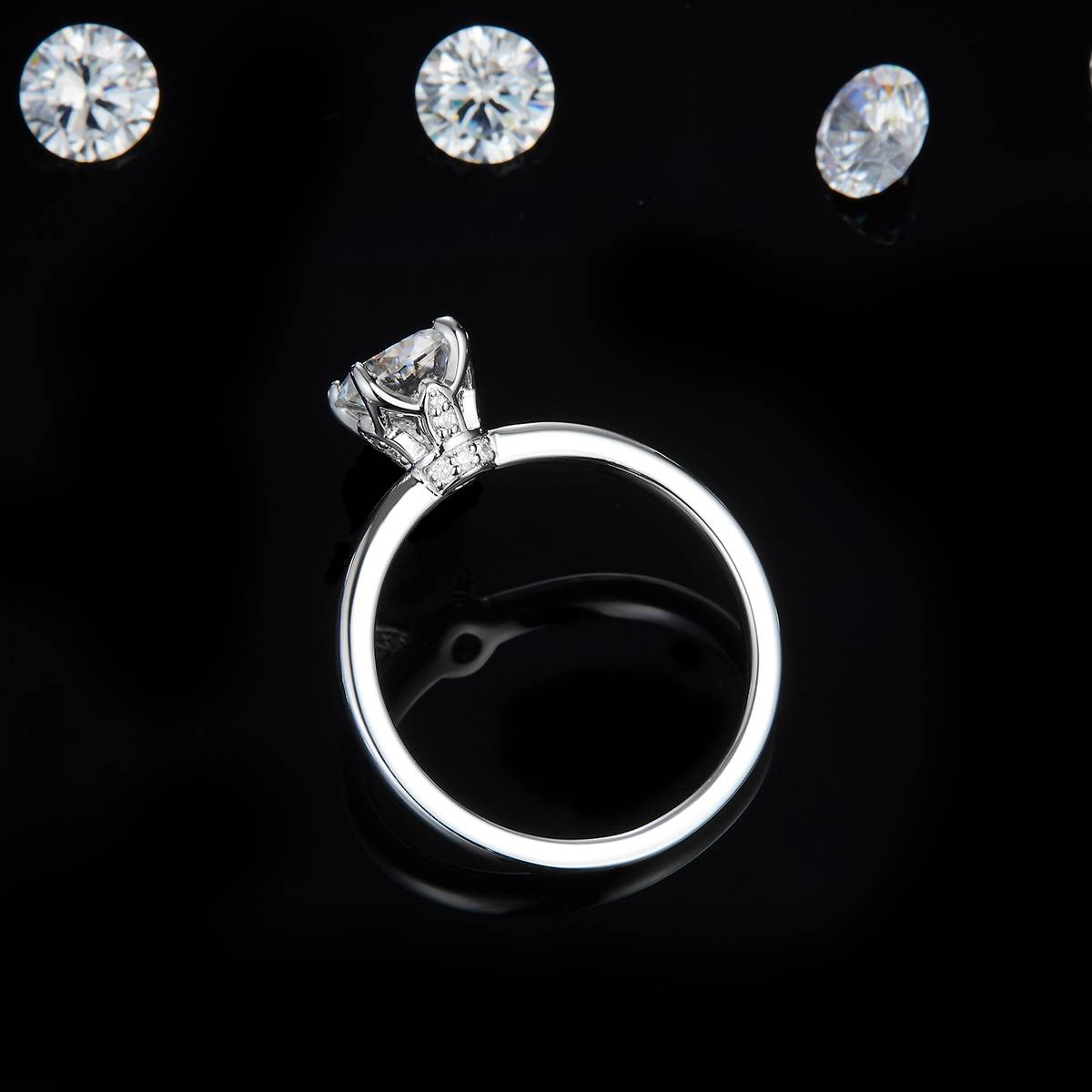 Four Claw Women's Ring S925 Silver Plated Platinum Customized Selection Main Stone Moissanite 1.0ct