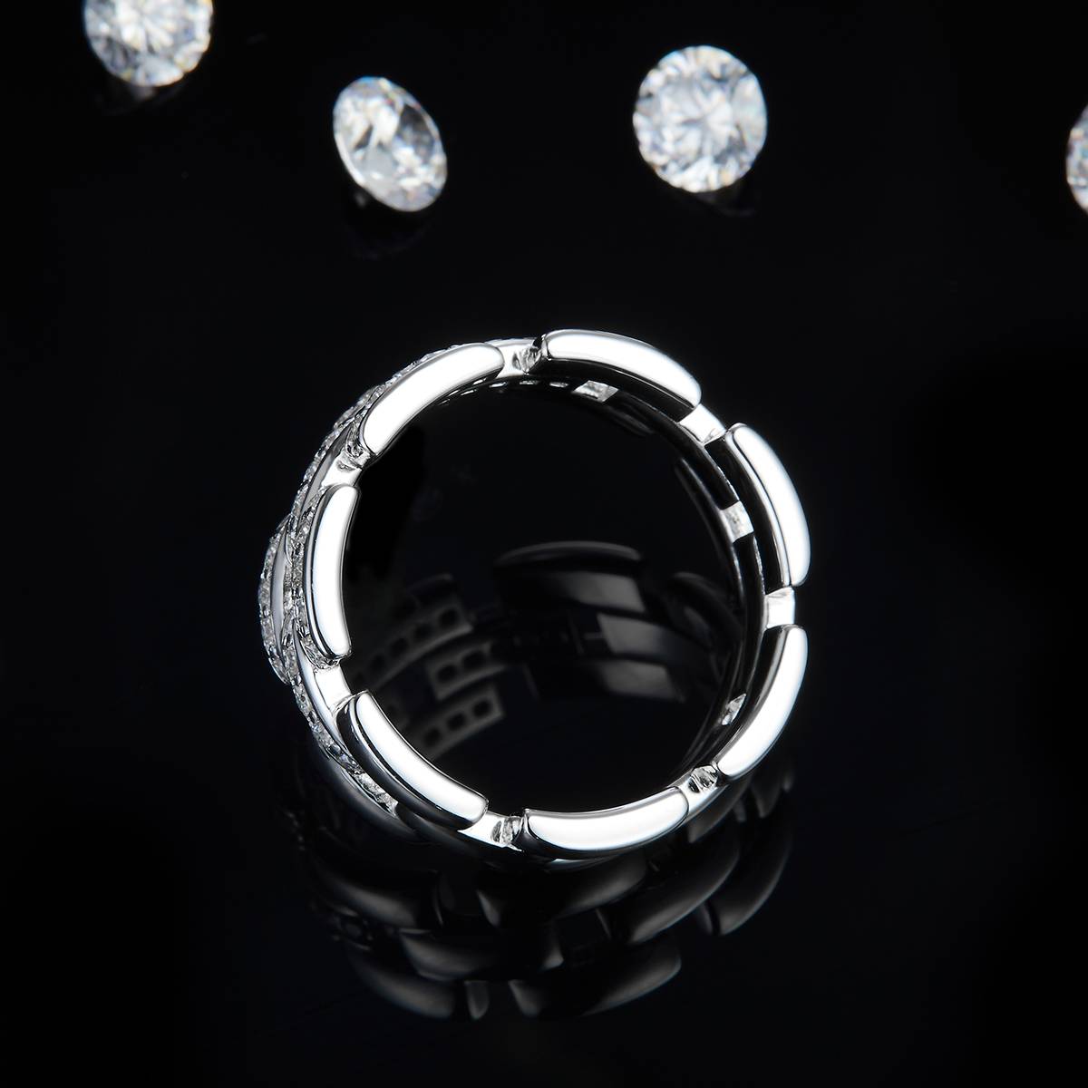 Light Luxury Fashion S925 Silver Plated Platinum Men's Ring Customized Selection Side Stone Moissanite 0.53ct
