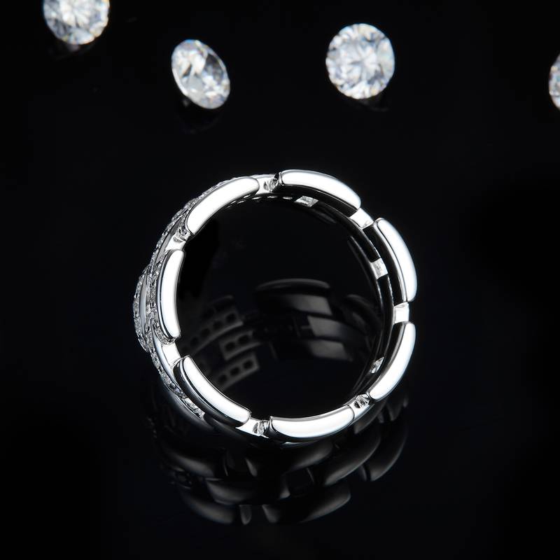 Affordable LuxuryFashion款排戒S925银镀白金Men's Ring定制选款副石Moissanite0.53ct