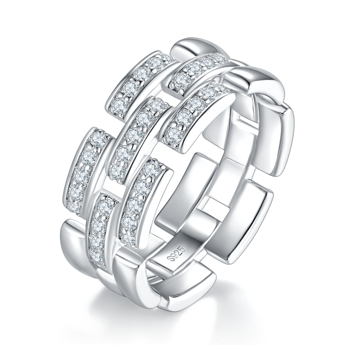 Light Luxury Fashion S925 Silver Plated Platinum Men's Ring Customized Selection Side Stone Moissanite 0.53ct