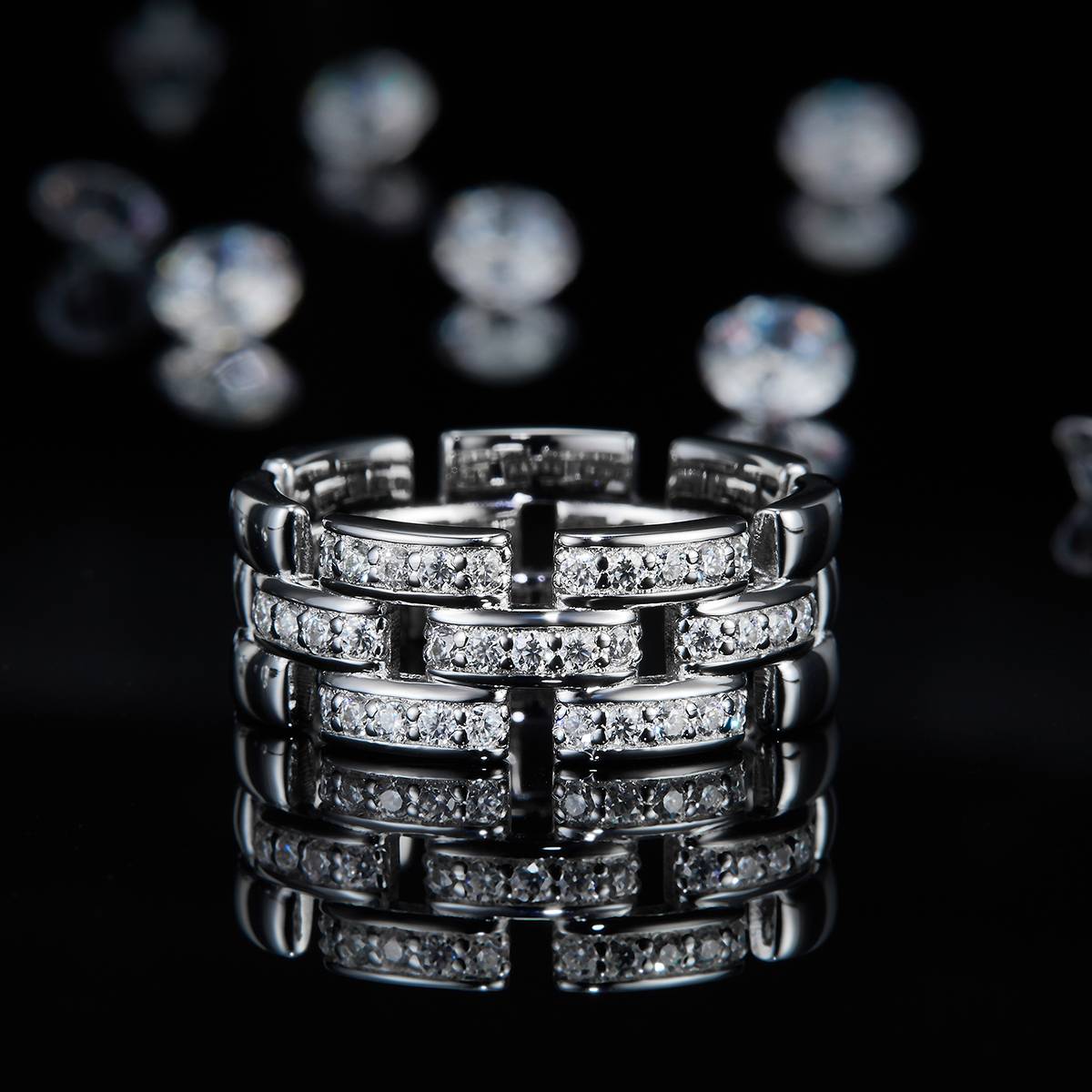 Light Luxury Fashion S925 Silver Plated Platinum Men's Ring Customized Selection Side Stone Moissanite 0.53ct