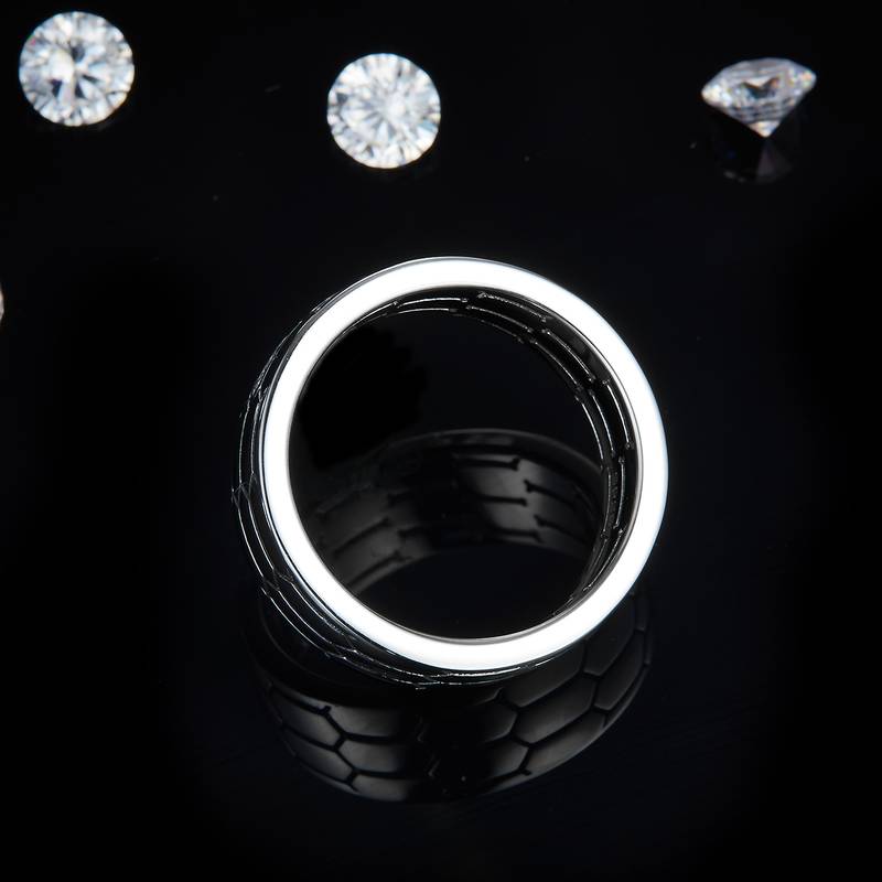简约风排戒S925银镀白金Men's Ring定制选款副石Moissanite0.1ct