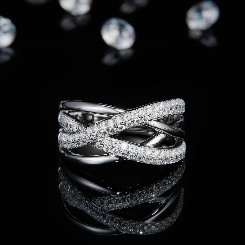 Affordable Luxury款排戒S925银镀白金Women's Ring定制选款副石Moissanite0.67ct