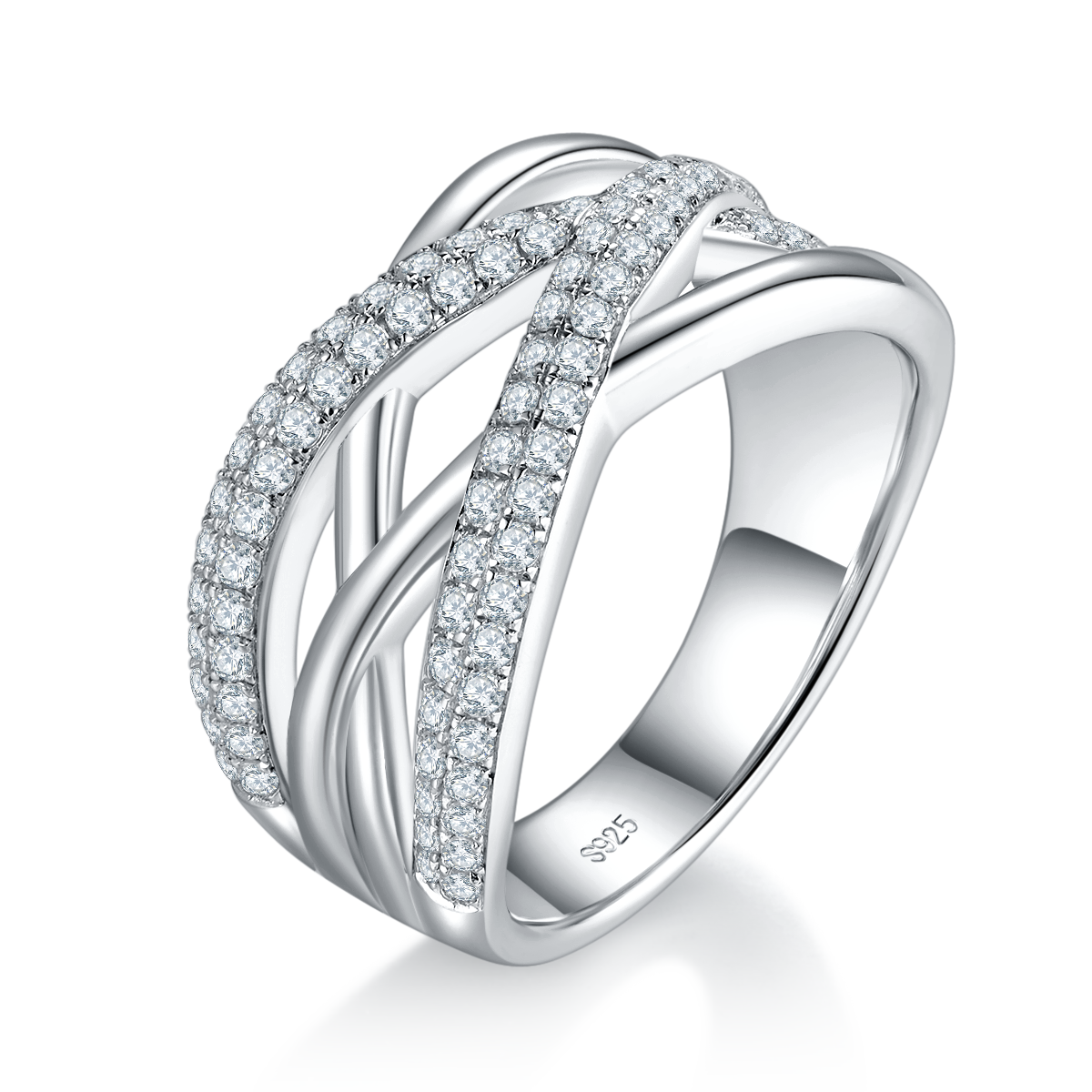 Light Luxury S925 Silver Plated Platinum Women's Ring Customized Selection Side Stone Moissanite 0.67ct