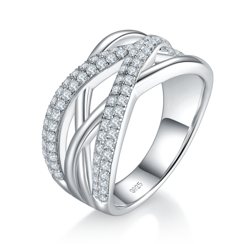 Affordable Luxury款排戒S925银镀白金Women's Ring定制选款副石Moissanite0.67ct