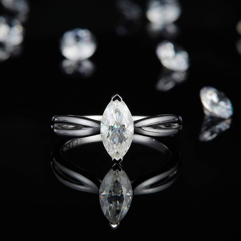 马眼钻Women's RingS925银镀白金定制选款主石Moissanite1.0ct
