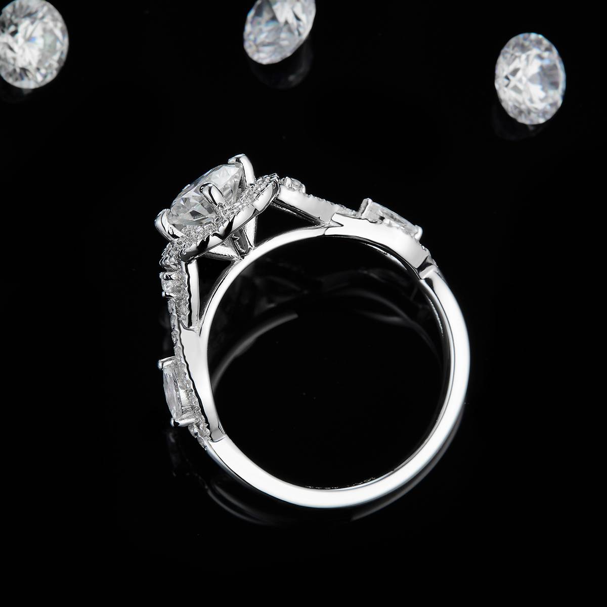 Twisted Arm Petal Women's Ring S925 Silver Plated Platinum Customized Selection Main Stone Moissanite 1.0ct/Side Stone Cubic Zirconia
