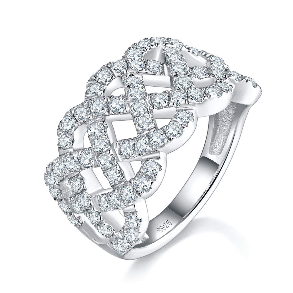 Full Diamond S925 Silver Plated Platinum Women's Ring Customized Selection Side Stone Moissanite 1.26ct