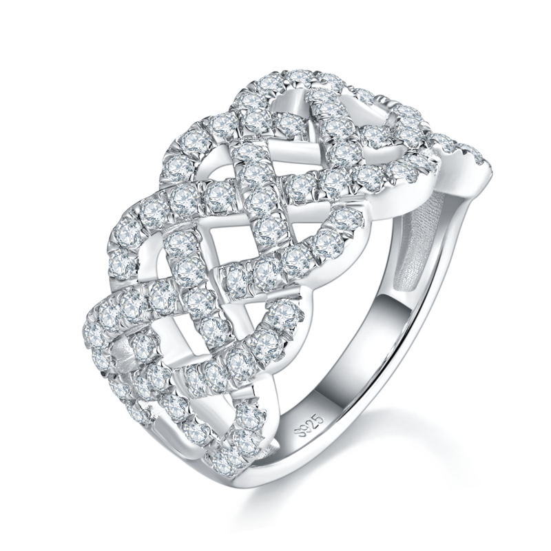 满钻排戒S925银镀白金Women's Ring定制选款副石Moissanite1.26ct
