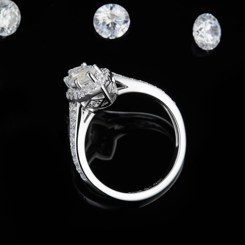 Affordable Luxury马眼钻Women's RingS925银镀白金定制选款主石Moissanite1.0ct/副石高碳钻