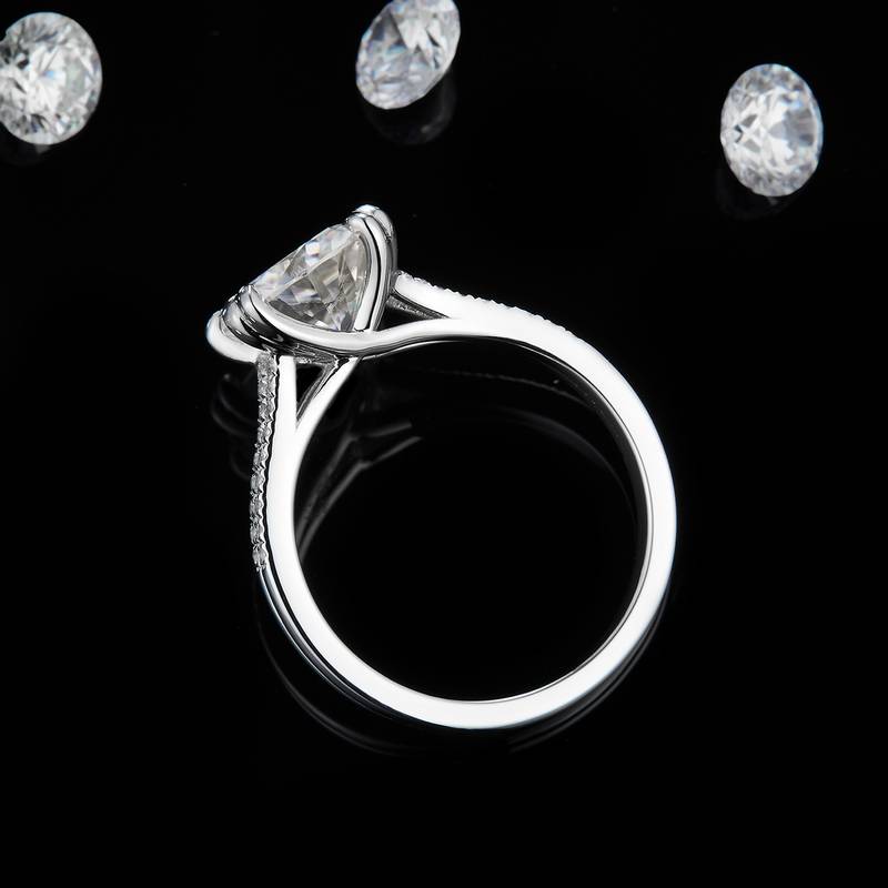 单头Women's RingS925银镀白金Women's Ring定制选款主石Moissanite3.0ct/副石高碳钻