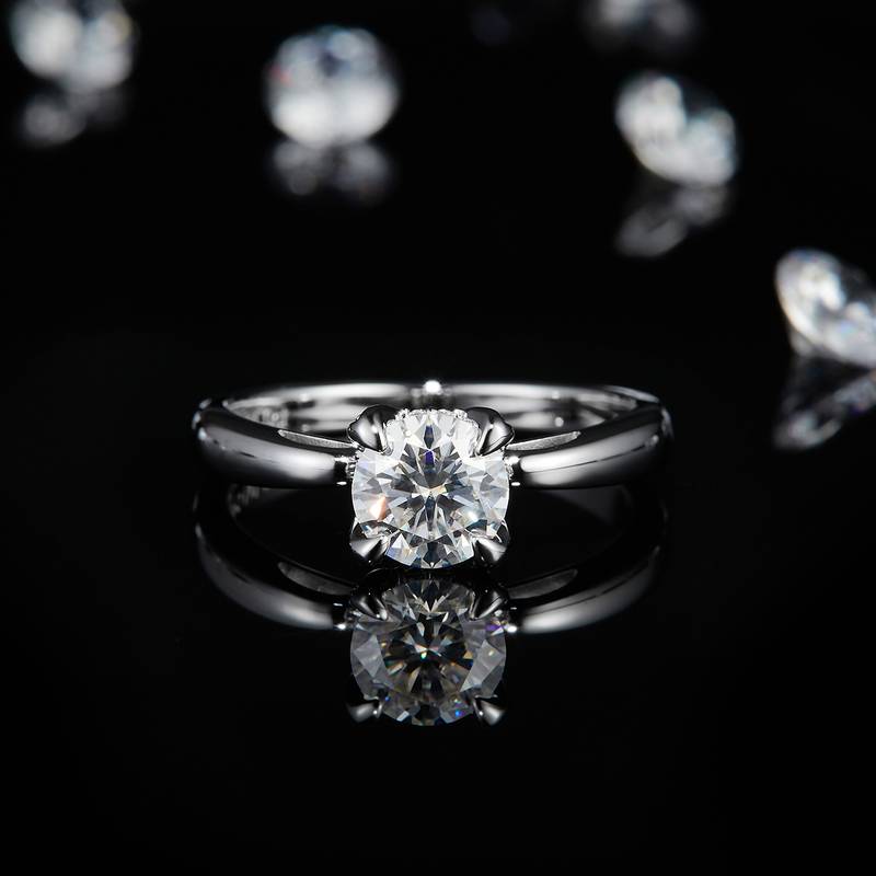 四爪S925银镀白金定制选款主石Moissanite1.0ct