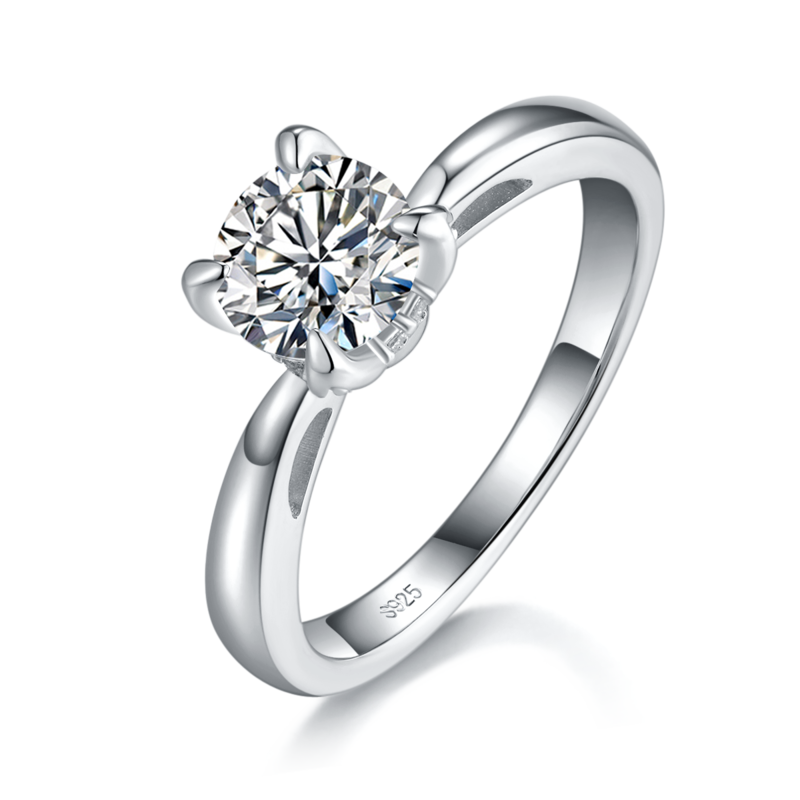 四爪S925银镀白金定制选款主石Moissanite1.0ct