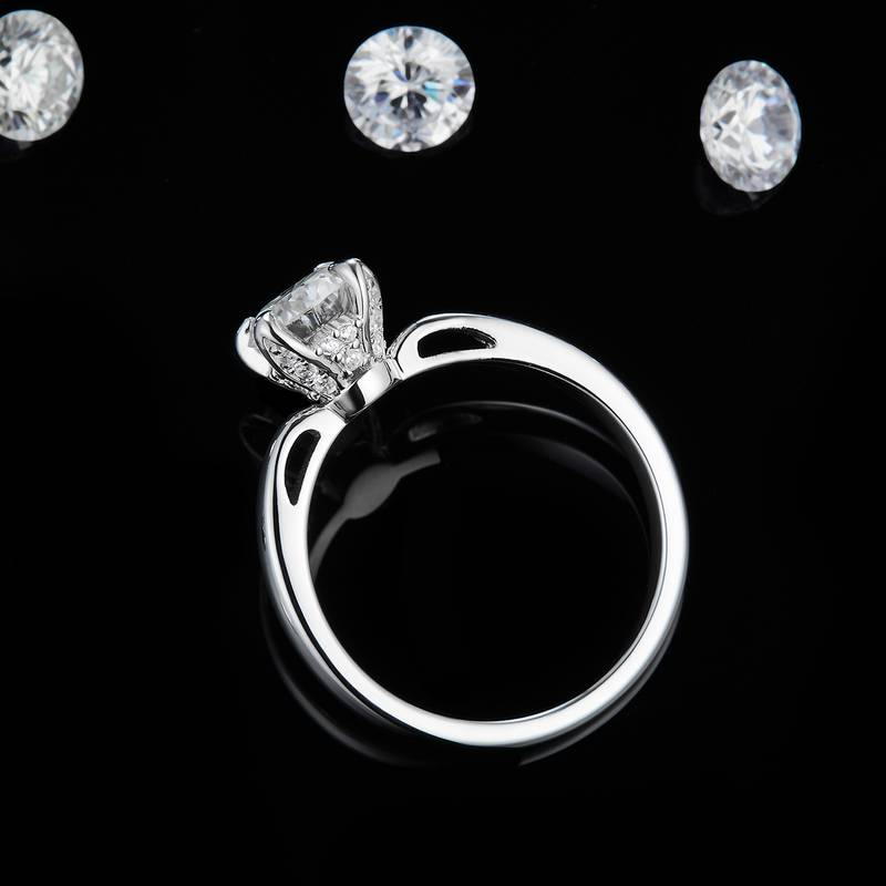 四爪S925银镀白金定制选款主石Moissanite1.0ct