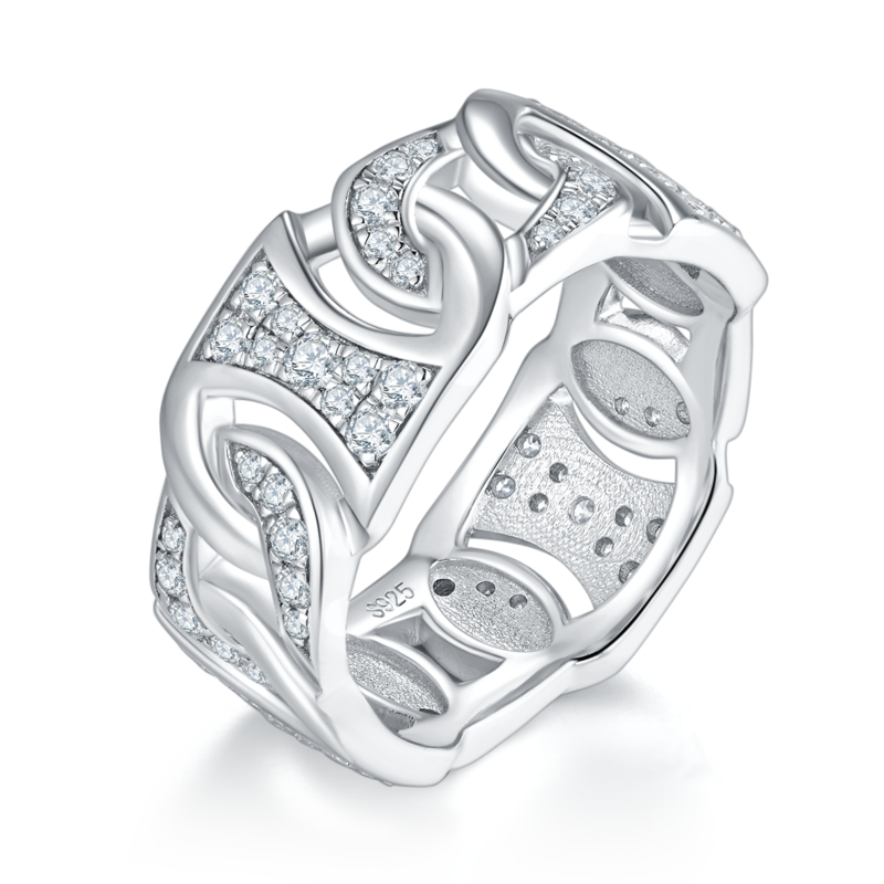 Affordable Luxury风男款S925银镀白金Men's Ring定制选款副石Moissanite0.99ct