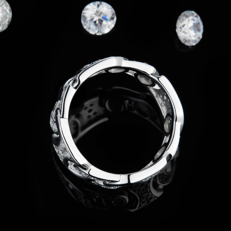 Affordable Luxury风男款S925银镀白金Men's Ring定制选款副石Moissanite0.99ct