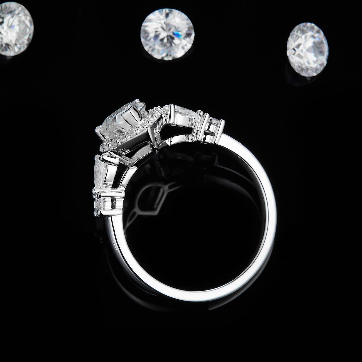 Pearl Diamond Women's Ring S925 Silver Plated Platinum Customized Selection Main Stone Moissanite 1.25ct/Side Stone Cubic Zirconia