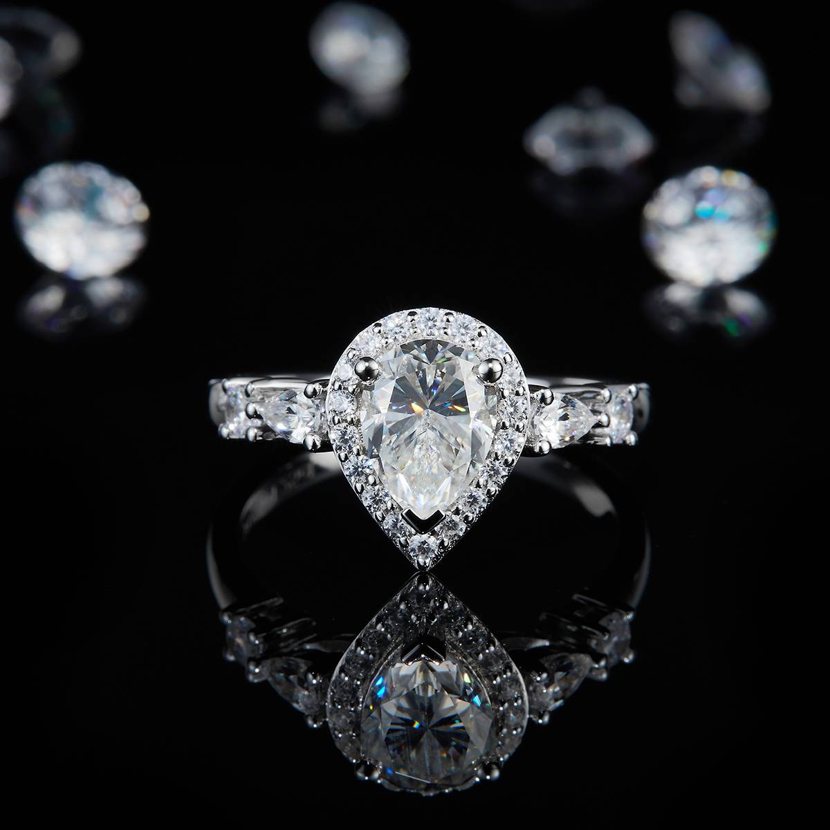 Pearl Diamond Women's Ring S925 Silver Plated Platinum Customized Selection Main Stone Moissanite 1.25ct/Side Stone Cubic Zirconia