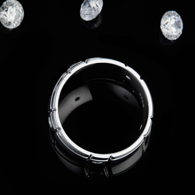 S925银镀白金Men's Ring定制选款副石Moissanite0.3ct