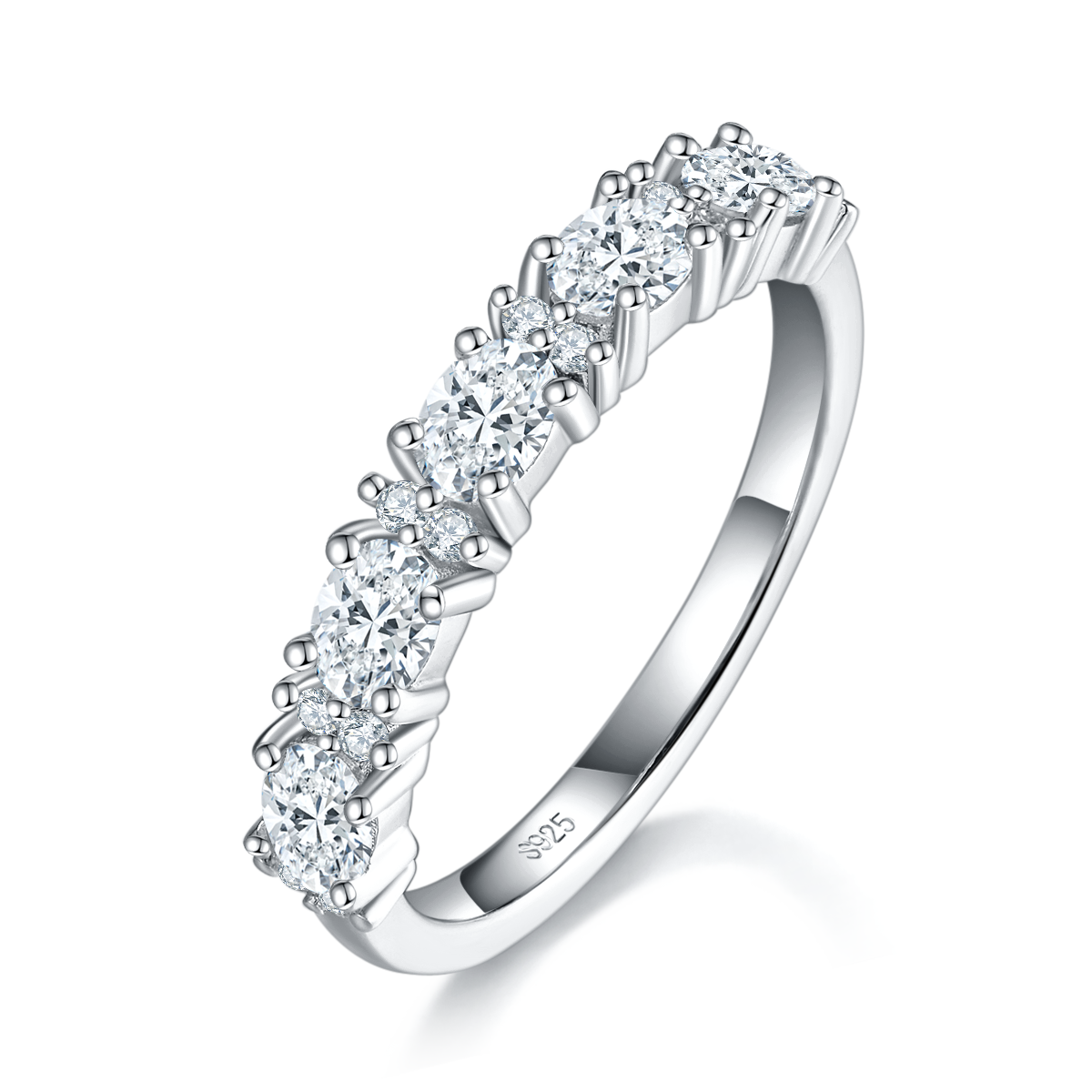 Oval Diamond Ring S925 Silver Plated Platinum Women's Ring Customized Selection Side Stone Moissanite 1.6ct