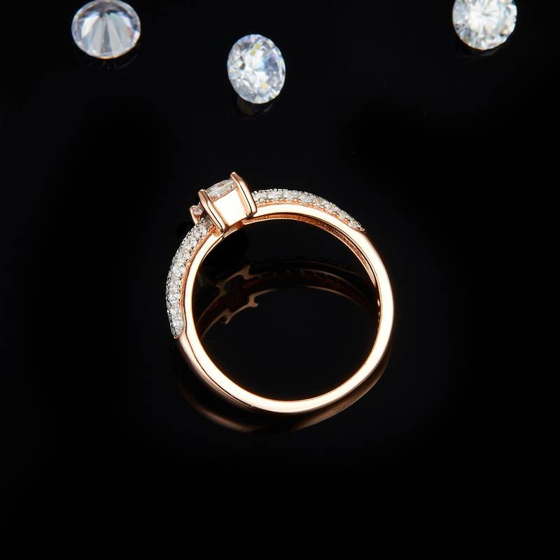 小方糖钻Women's RingS925银镀玫瑰金定制选款主石Moissanite0.5ct/副石高碳钻