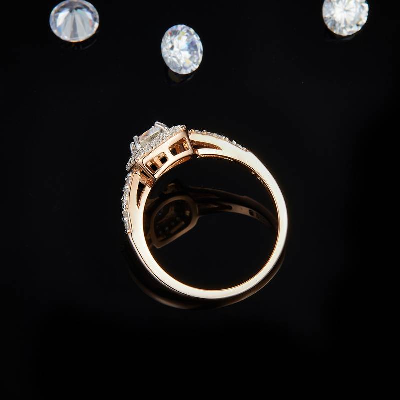 双层圆包枕形钻Women's RingS925银镀玫瑰金定制选款主石Moissanite0.6ct/副石高碳钻