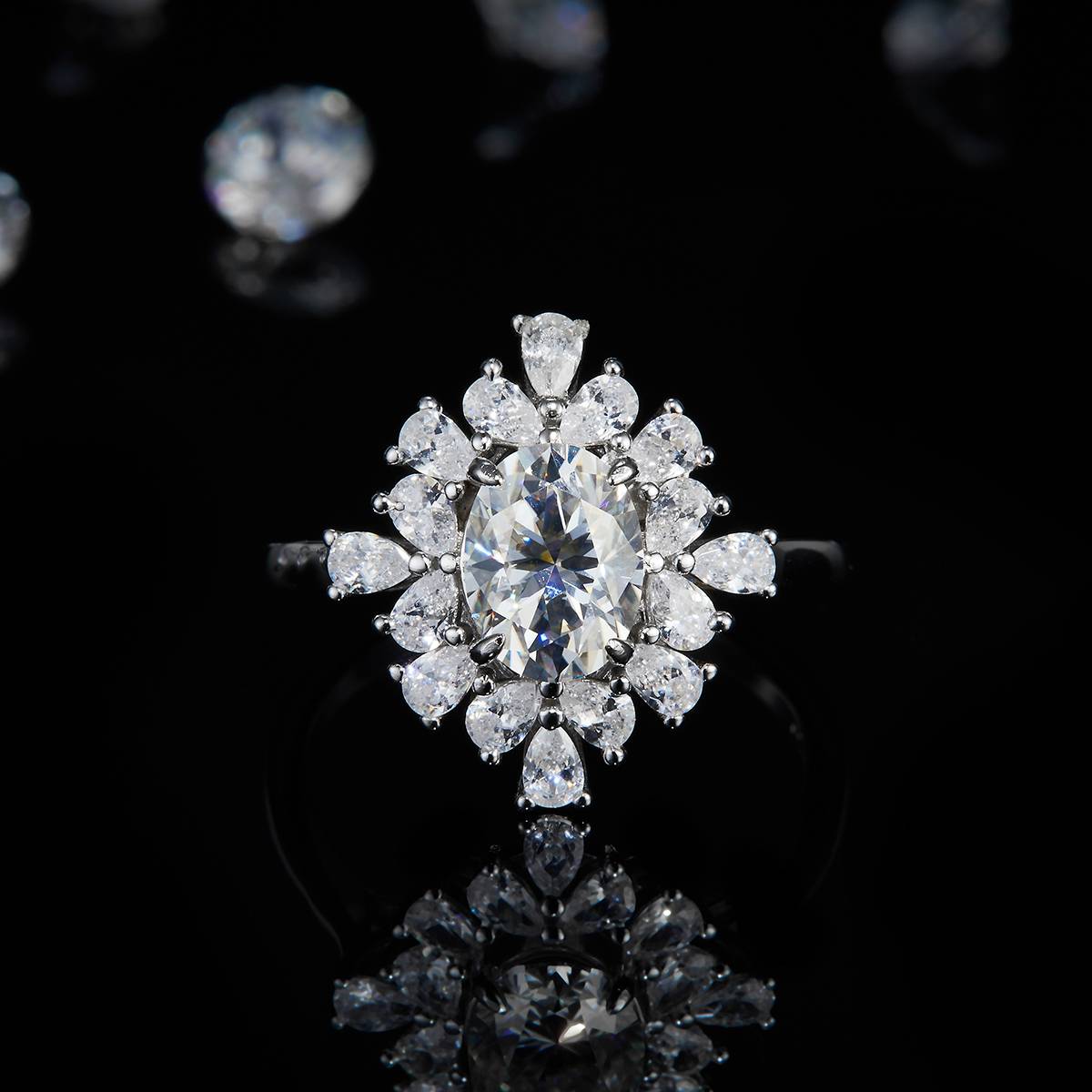 Pearl Small Diamond Set Oval Diamond Women's Ring S925 Silver Plated Platinum Customized Selection Main Stone Moissanite 1.5ct/Side Stone Cubic Zirconia
